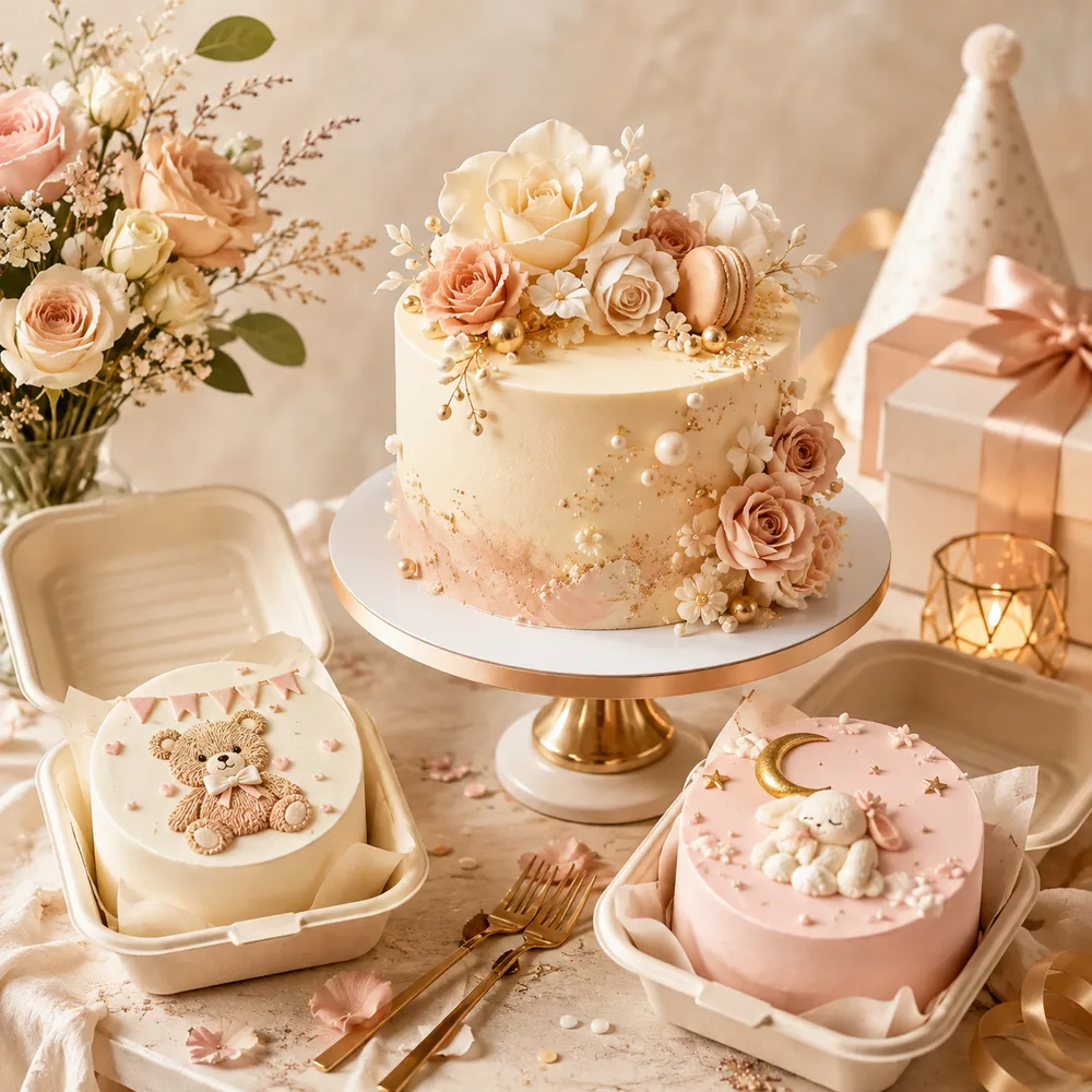 Luxury custom celebration cake and bento cakes